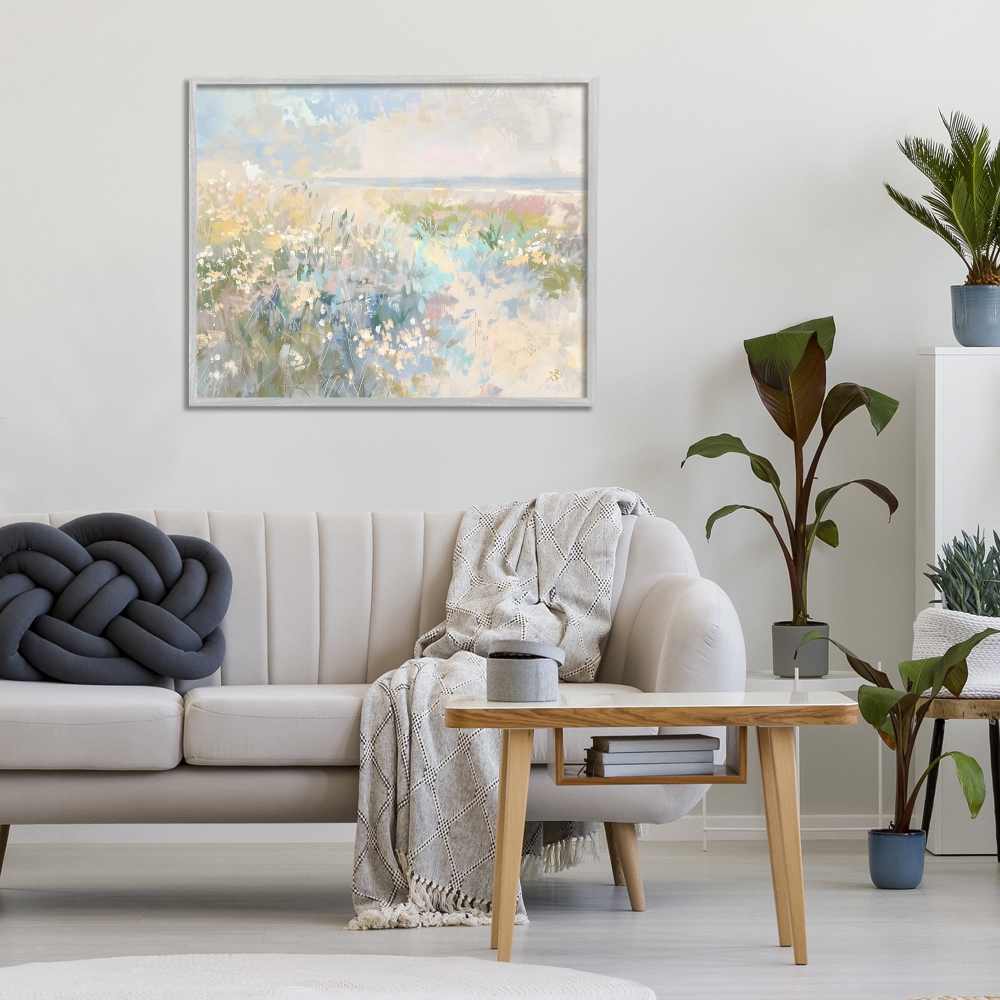 Stupell Industries Mottled Pastel Field Impression Gray Framed Giclee Art, design by Creative Studio