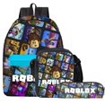 thumbnail image 2 of Conjunto de tres piezas de mochila escolar bidimensional circundante ROBLOX de dibujos animados para estudiantes, bolsa de lápices de almacenamiento para niños, bolsa de Almuerzo, 2 of 3