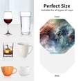 thumbnail image 6 of Honeii Ink Style Wave Dragon print Leather Coaster Set of 4, ideal for safeguarding your furniture from drinks spills and effortless cleanup-Octagon, 6 of 6