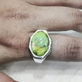 thumbnail image 4 of Green Copper Turquoise Mans Ring, Natural Green Copper Turquoise, Silver Jewelry, 925 Silver Ring, Birthday Gift, Heavy Mens Ring, Arabic Design, Ottoman Style Ring, Christmas, Turkey Mens Signet Ring, 4 of 5