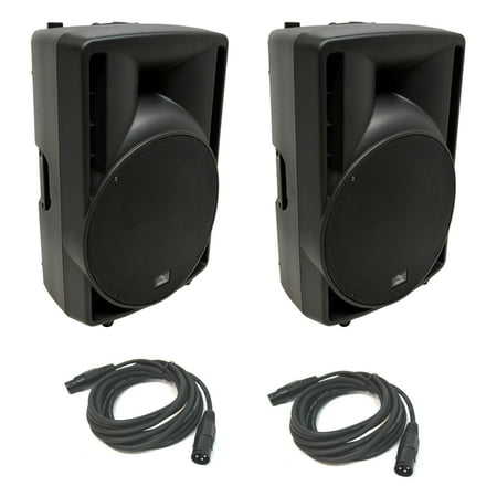 (2) Harmony Audio HA-C15A Pro DJ 15 Powered 1000W PA Speaker & (2) XLR Cable
