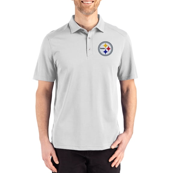 Men's Cutter & Buck Gray Pittsburgh Steelers Big & Tall Advantage Refresh Epic Confidence Recycled Tri-Blend Pique Polo