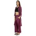 thumbnail image 3 of Inkmeso Womens 3 Pcs Nightwear Set Crop Tank Top Loose Pants & Front Open Shrug Sleepwear, 3 of 7