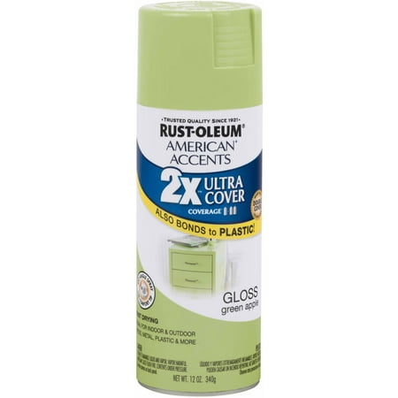 (3 Pack) Rust-Oleum American Accents Ultra Cover 2X Satin Green Apple Spray Paint and Primer in 1, 12