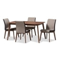 thumbnail image 1 of Baxton Studio Kimberly-Brown-5PC Dining Set Kimberly Mi-Siècle Moderne Beige & Tissu Brun - 3pcs, 1 of 6