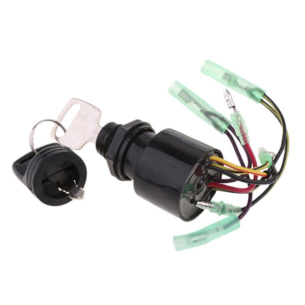 Interruptor de encendido Interruptor de encendido de barco 87-17009A2 87-17009A5 con 2 llaves, 3 posiciones, 6 conectores de cables de repuesto para caja de control de motor fueraborda