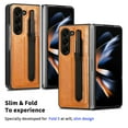 thumbnail image 4 of Allytech Galaxy Z Fold5 Case with S Pen Holder, Samsung Z Fold5 Cover, Premium PU Leather Retro Business Type Cover Anti-Scratch Drop Protection Phone Case for Samsung Galaxy Z Fold 5 - Yellow, 4 of 9