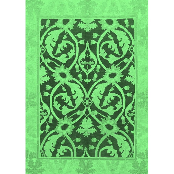 Ahgly Company Indoor Rectangle Abstract Emerald Green Modern Area Rugs, 4' x 6'
