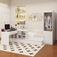 thumbnail image 3 of Full size Wooden Platform Bed with 6 Drawers, Shelves, desk and Wardrobe, White, 3 of 18