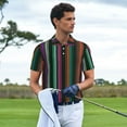 thumbnail image 3 of Sikiie Colorful Stripes Print Men's Short-sleeved POLO Shirts, Button-down Shirts and T-shirts are Suitable for Vacation, Leisure and Business-Small, 3 of 6