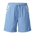 thumbnail image 7 of Women's Soft Cotton Blend High-Waisted Casual Shorts, Pull-On Elastic Waistband with Drawstring, Side Pockets for Essentials, Tummy Control Fit for Flattering Shape, Everyday, 7 of 7