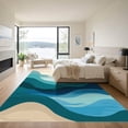 thumbnail image 3 of ODIKA 8'x10' Machine Washable Non-Slip Area Rug, Wave Crests Patterned High Traffic Rug with Pad, Blue, 897429, 3 of 8