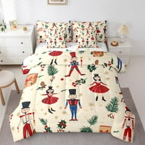 Manfei Cartoon Cute Princess Bedding Comforter Set 7pcs for Kid, Nutcracker Royal Guarder Queen Bedding Sets, Merry Christmas Theme Reversible Queen Sheet Sets, Microfiber Bedroom Decor