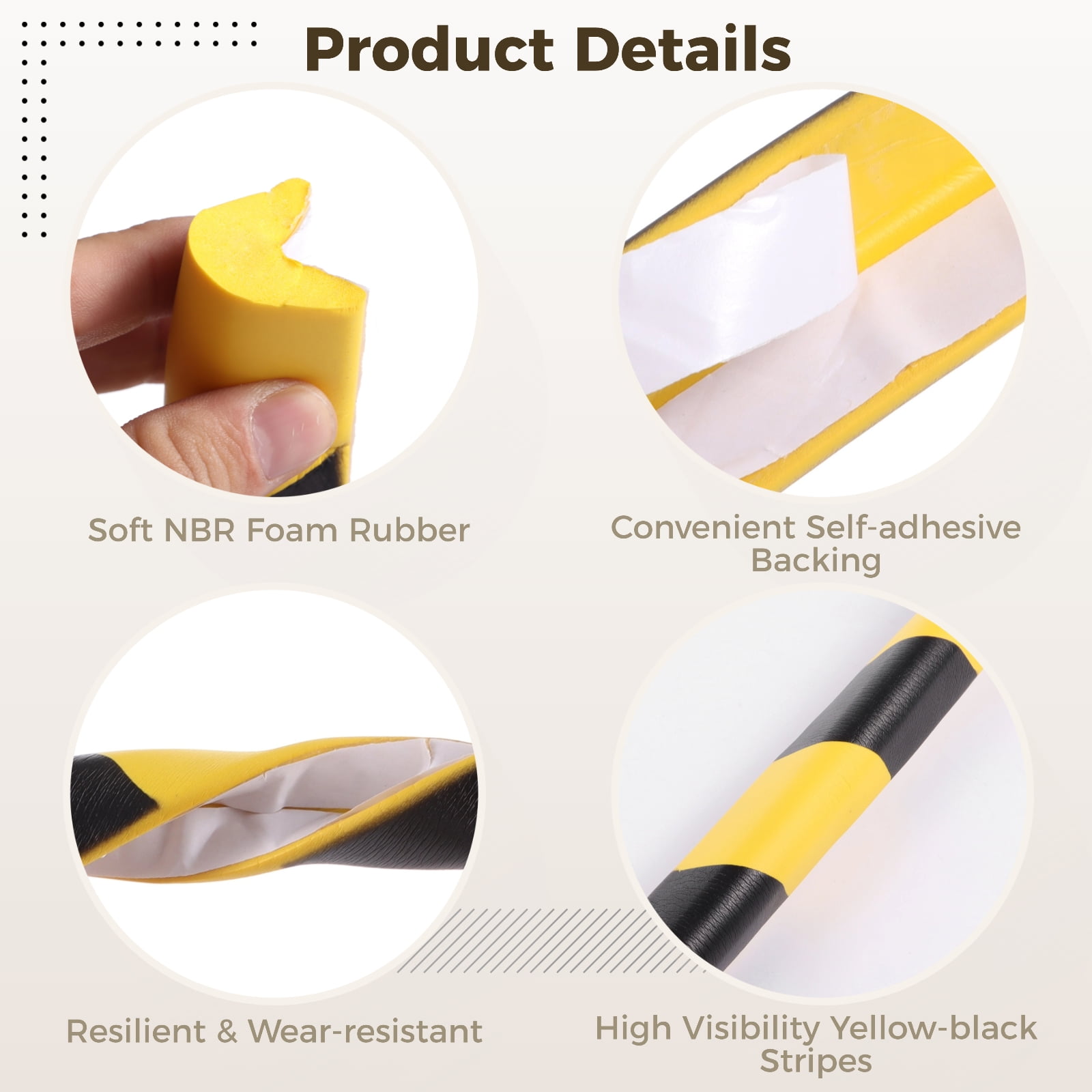 Self Adhesive Wall Corner Guard, 9.8ft L-shaped Edge Protector, Yellow Black NBR Foam Safety Bumper, Impact-resistant Safety Warning Edge Guard for Factory, Garage, Warehouse