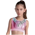 thumbnail image 1 of YiZYiF Kids Girls Athletic Crop Tank Top Shiny Metallic Printed Patchwork Jazz Street Hip Hop Pink 10, 1 of 5