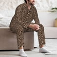 thumbnail image 7 of Sikiie Brown Leopard Mens Pajama Set, Soft Warm Long Sleeve Sleepwear, Cozy Button-Down Pjs for Men-, 7 of 7
