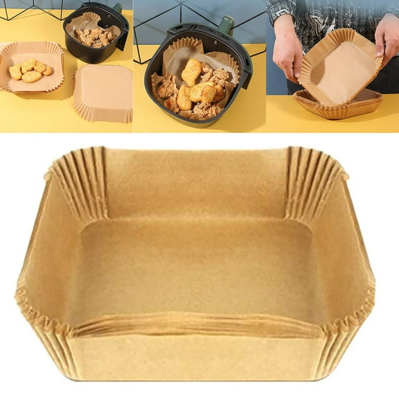 25-Pack Square Air Fryer Paper Liners - Thickened Oil Absorbing Non-Stick Sheets