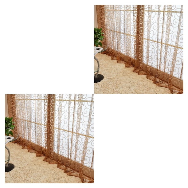 Monstrate Home Window Curtain Replacement Bedroom Flocking Drape Accessory Decoration Protection Privacy Full Breathable Soft café 2piezas