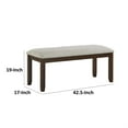 thumbnail image 5 of Humpty 43 Inch Bench- Gray Polyester Upholstery- Cherry Brown Solid Wood, 5 of 6