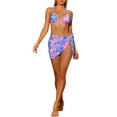 thumbnail image 1 of INSPIRAR CHIC Conjuntos de Bikini de 3 Piezas con Tie Dye para Mujeres, Trajes de Baño Halter de Triángulo con Sarong y Falda de Playa, Traje de Baño Talla X-Small Rosa Azul, 1 of 5