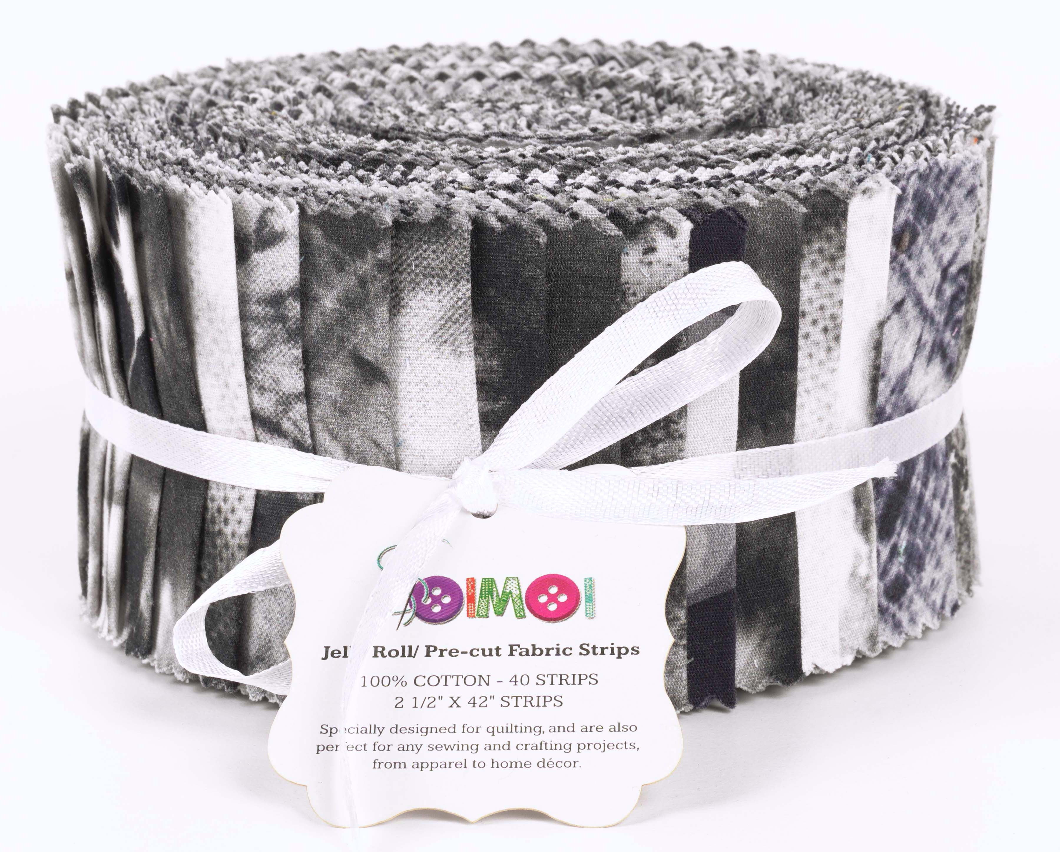 Soimoi 40Pcs Tie Dye Print Cotton Precut Fabrics For Quilting Craft Strips 2.5x42inches Jelly Roll - Black