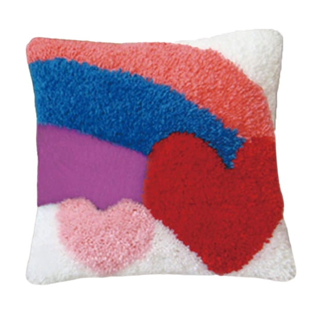 Naiovety Tejer alegra el hogar con funda de cojín con patrón de arcoíris DIY, kits de gancho de pestillo de buena decoración Decoración del hogar ZD145 arcoiris rojo