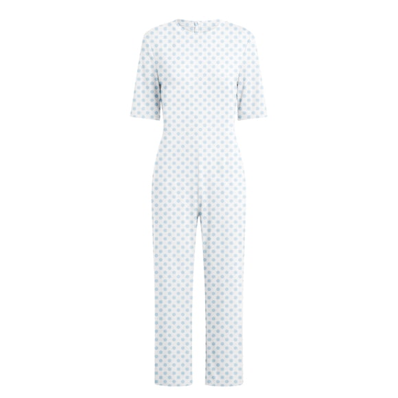 vastwit Women's Alzheimers Anti-Strip Jumpsuit Floral Print Jumpsuit with Back Zipper for Alzheimer Patient Dot Sky Blue XXL