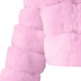 thumbnail image 4 of Baberdicy Fleece Jacket Women Short Faux Hooded Warm Furry Splicing Jacket Long Sleeve Outerwear Fleece Jacket Pink, 4 of 4