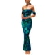 thumbnail image 1 of Vestido largo PRETTYGARDEN para mujer, ajustado fruncido, verde y floral, 1 of 9