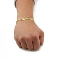 thumbnail image 1 of LOVEBLING 10K Yellow Gold Solid Pave Two-Tone Curb Chain Bracelet (5.5mm 8"), 1 of 4
