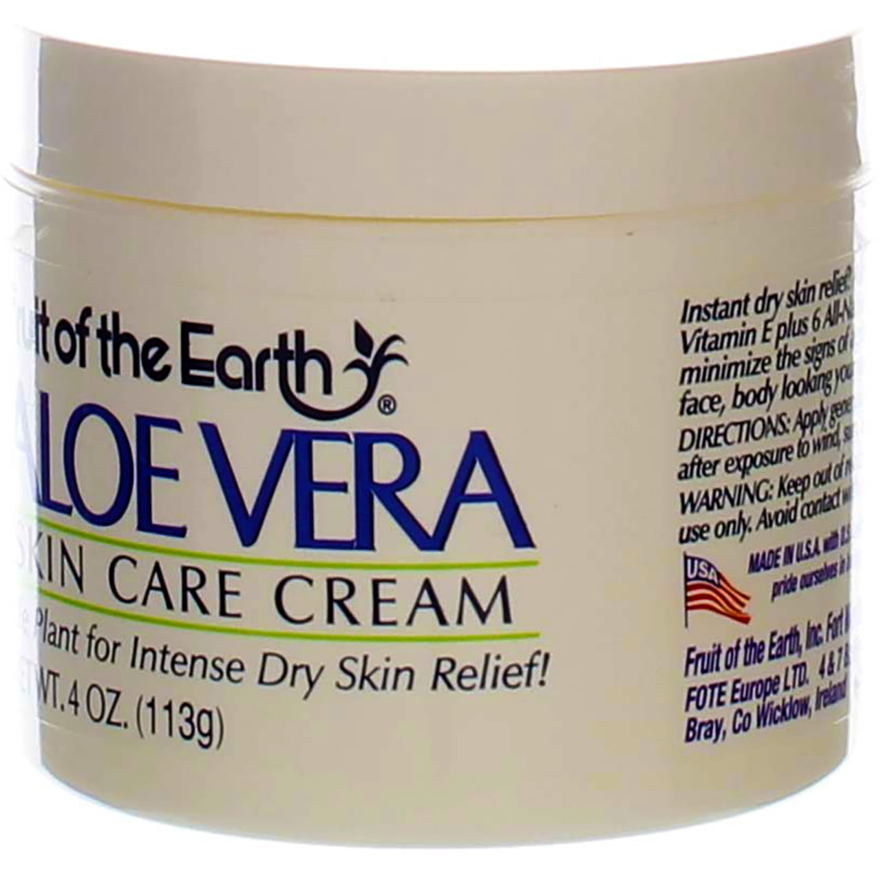 Fruit Of The Earth Pure Aloe Vera Skin Moisturizer Cream - Soothing Body  Care, 4 Oz - Walmart.com