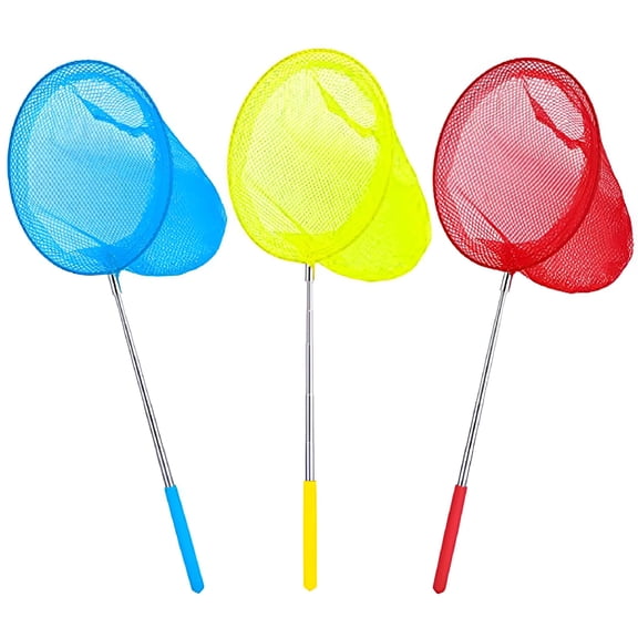 BESTSKY Kids Telescopic Butterfly Fishing Nets Great for Catching Insects Bugs Fish Caterpillar Ladybird Nets Outdoor Tools Colorful Extendable 33.8" Inch (3 Pack)