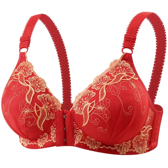 Wensltd Women's Front Closure Solid Color Lifting Push-Up Support Bra Soft Padded Everyday Bras