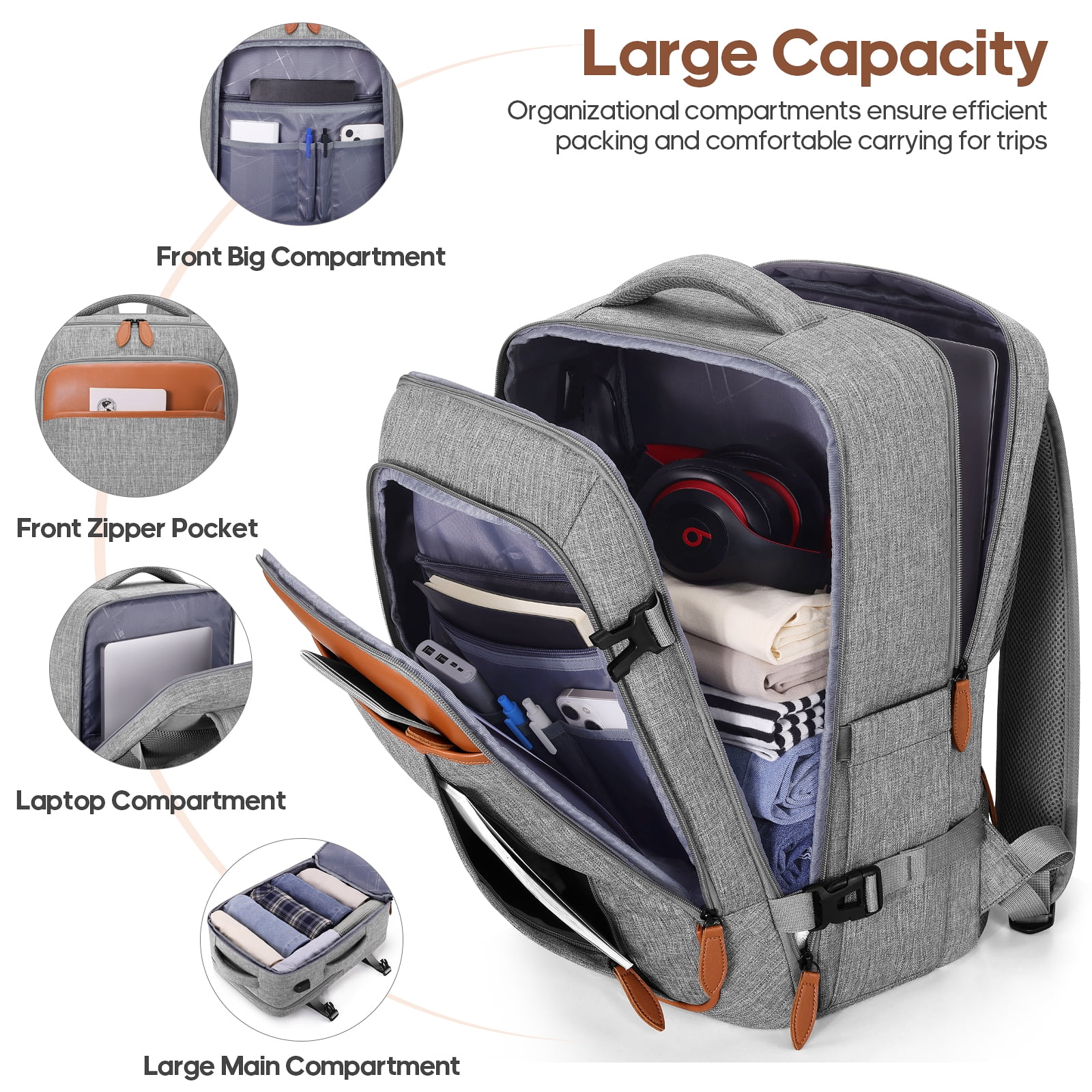 MIUSSE Carry on Luggage Set 3 Piece Hard Shell Luggage Sets with YKK Zipper Spinner Wheels TSA Lock Carry on with Backpack Set