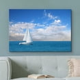 thumbnail image 2 of HFDF Canvas Prints Wall Art Beautiful Seascape White Sail Boat on The Blue Calm Sea | Modern Wall Decoration Stretched Gallery Canvas Wrap Giclee Print & Ready to Hang - 20x16inch Framed, 2 of 5