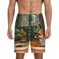 thumbnail image 3 of Lsque Fox Bathtub Floral Art Mens Sleep Pajama Shorts,Short Pajama Pants, Cotton Ultra-Soft Knit-4X-Large, 3 of 9