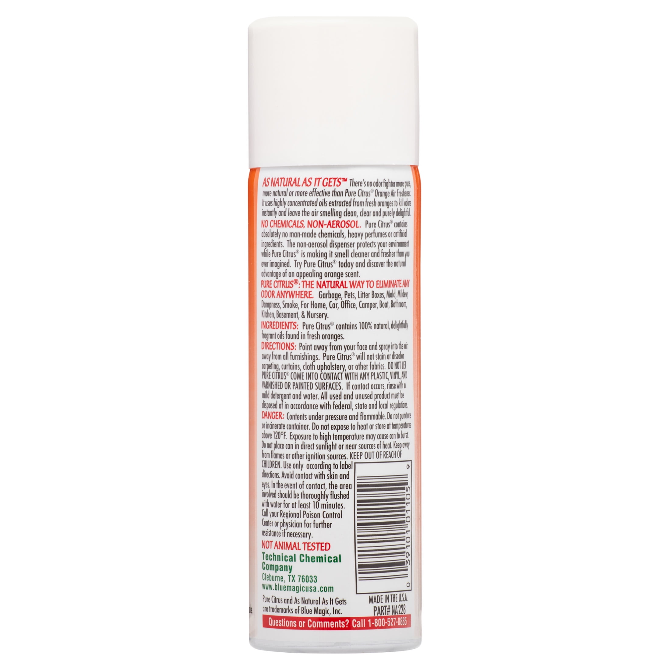 Pure Citrus NA228-6 Non-Aerosol Air Freshener Spray, Refreshing Orange  Scent, 4 fl oz (Pack of 6) 