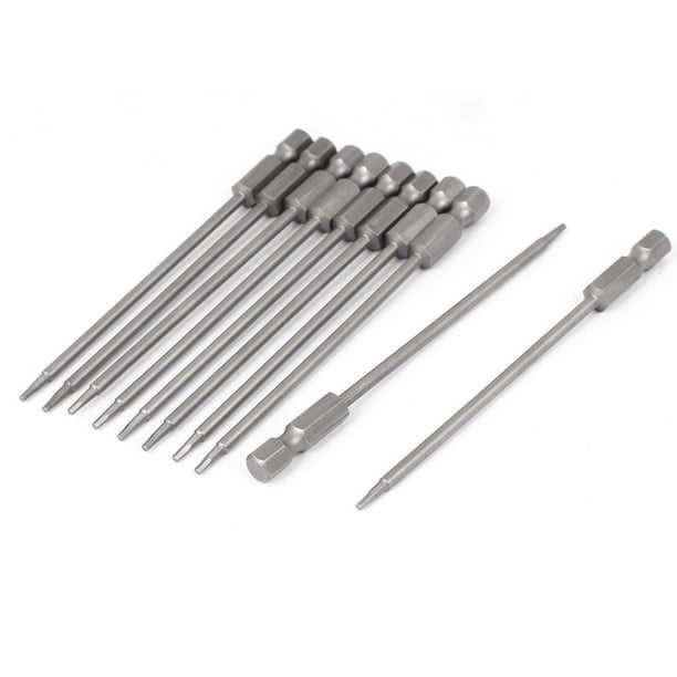 Puntas de destornillador hexagonales magnéticas H1.5 de 1/4 de pulgada de 100 mm de largo, 10 piezas