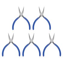 Uxcell 5Pcs Mini Needle Nose Pliers 5" Toothed Precision Plier with Blue Handle for DIY Craft