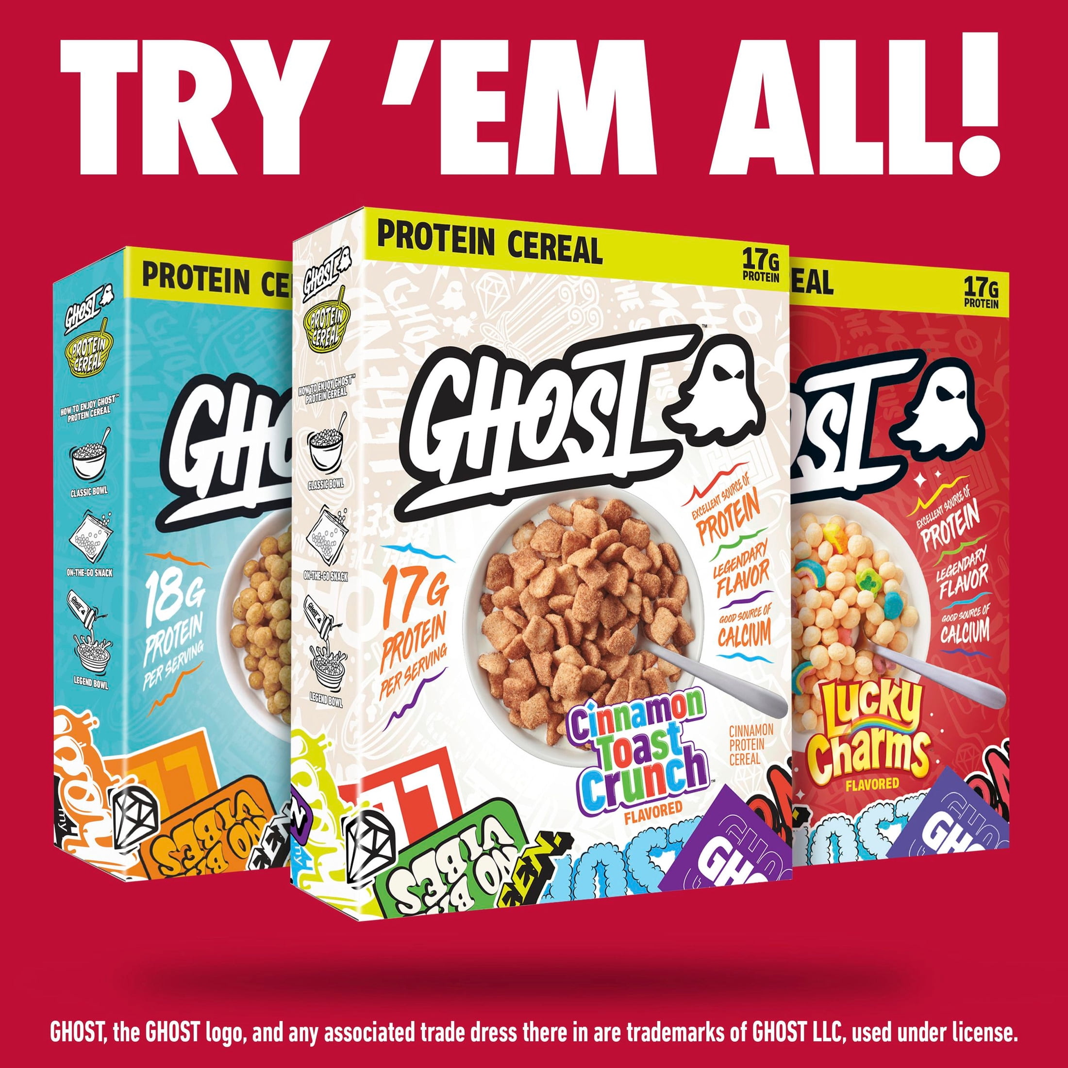 GHOST PROTEIN CEREAL, LUCKY CHARMS Flavor, 17G Protein, 9.4 oz
