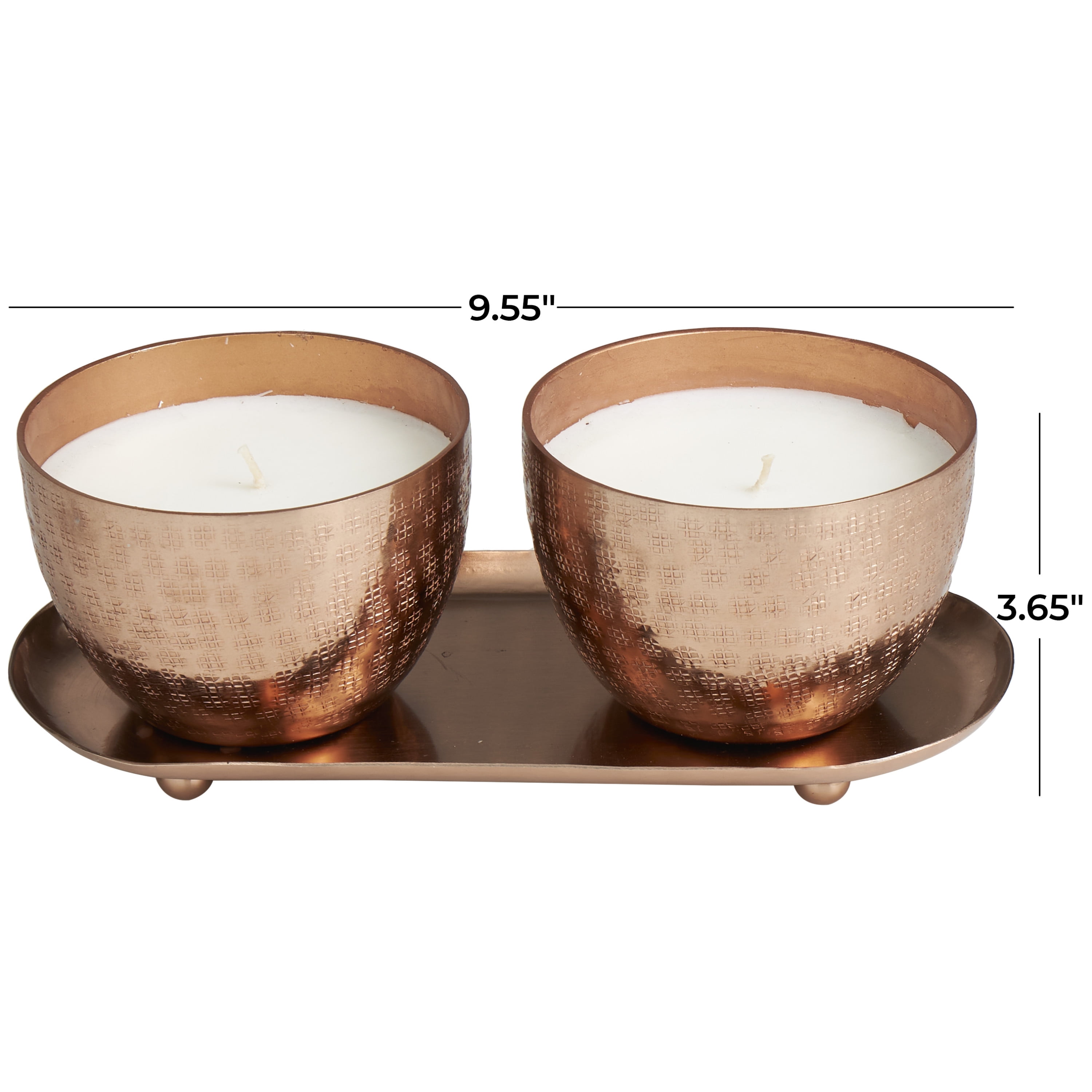 CosmoLiving by Cosmopolitan 2 Holder Copper Metal Sauvignon Blanc Scented Grid Patterned 10 oz 1 Wick Candle with White Wax, (Set of 2)