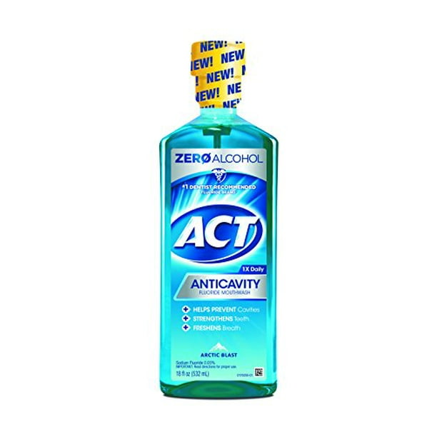 3 Pack ACT Anticavity Fluoride Mouthwash, Zero Alcohol, Arctic Blast