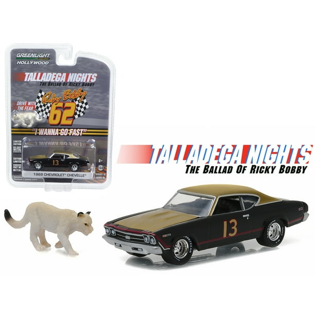 Chevrolet Chevelle With Cougar Figure Talladega Nights The Ballad Of Ricky Bobby 2006 1 64 Diecast Model By Greenlight Walmart Com Walmart Com