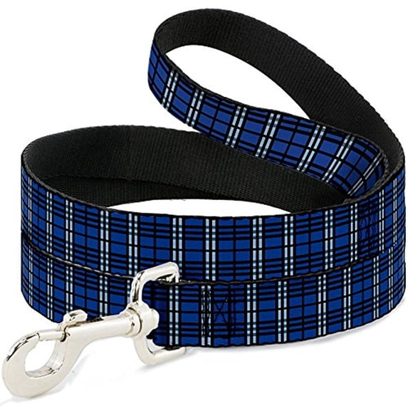 Dog Leash Plaid Navy 4 Feet Long 0.5 Inch Wide