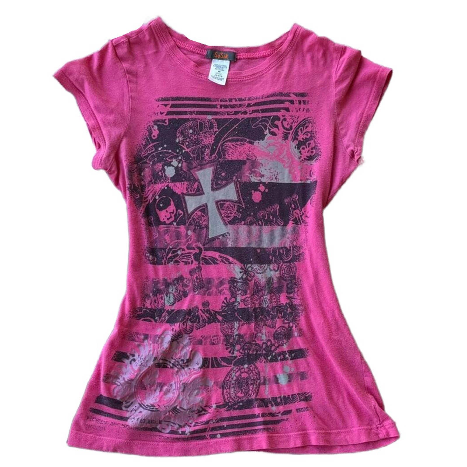 DHFJKG Short Sleeve T Shirts Women Summer Top Vintage Slim Fit Stretchy Y2K Gothic Clothes Crewneck Graphic Tee For Teen Girls Stylish Tops