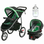 Graco FastAction Fold Jogger Click Connect Travel System Jogging Stroller, Fern with Nuk Simply Natural 5oz Bottle, 1-Pack