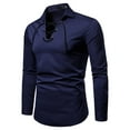 thumbnail image 2 of CEHVOM Men Lace Slim Fit Long Sleeve Turndown Pullover Shirts Tops Blouse, 2 of 4