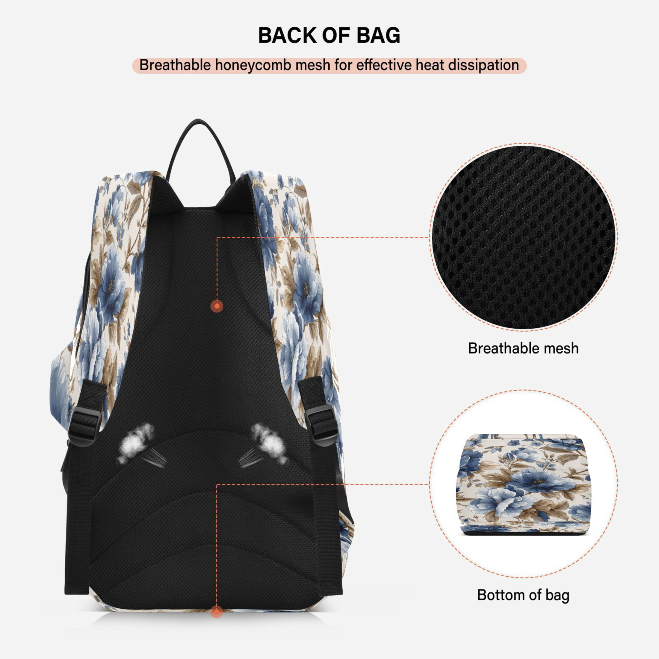 2 Racquet Holder Tennis Backpack Tennis Racket Covers Gym Bags Elegant Orchids
