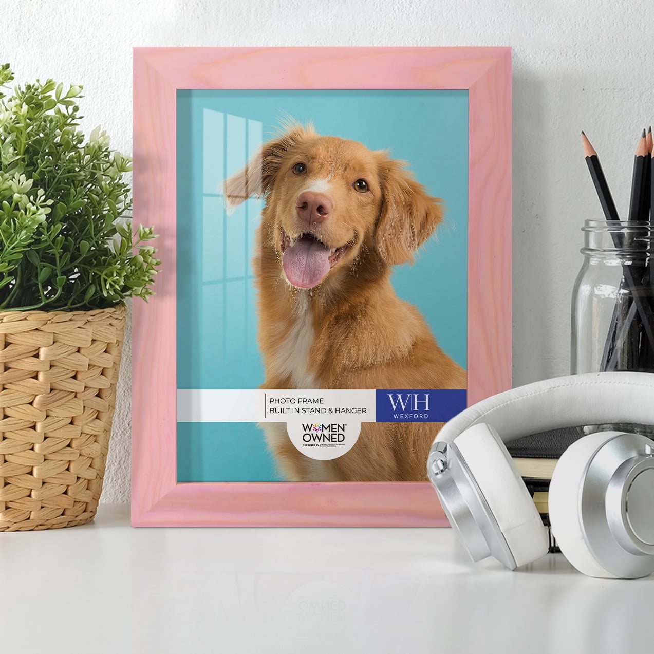 Woodgrain 6 in. x 8 in. Sunset Pink Picture Frame Set (Set of 4)