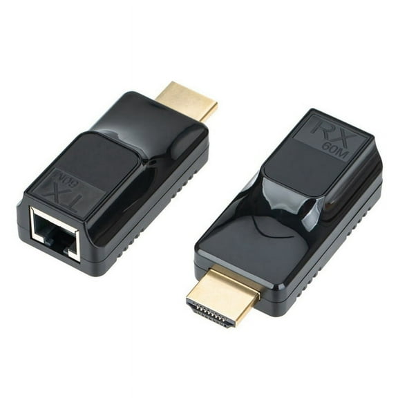 60M -Compatible Extender RJ45 to -Compatible 1080P HD Video Network Cable Extender Adapter for HDTV Monitor